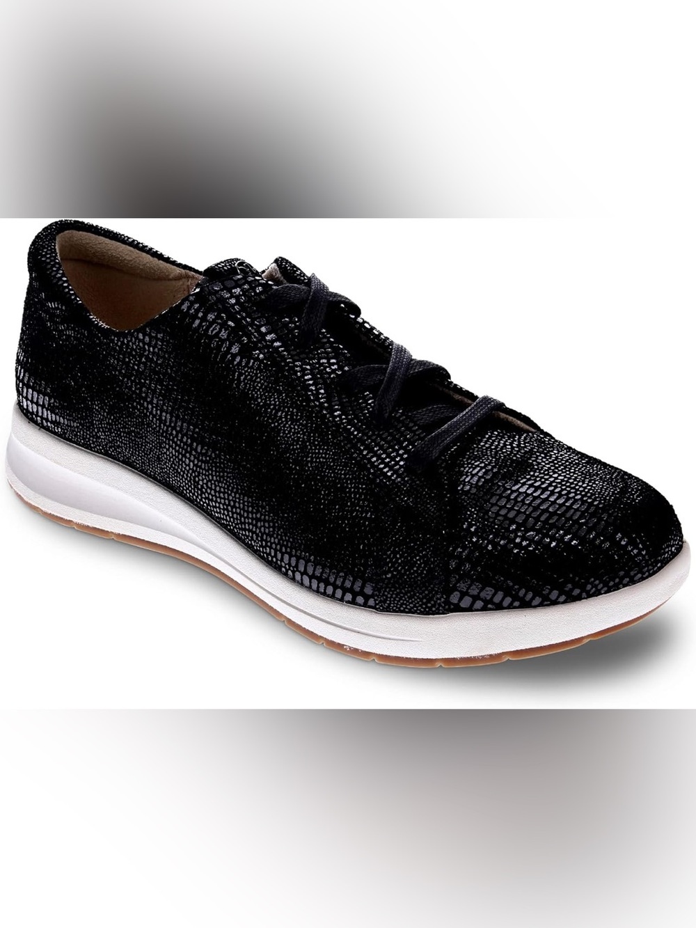 Revere Athens Women’s Black Lizard Lace Up Comfort Sneakers Size 9 NWT